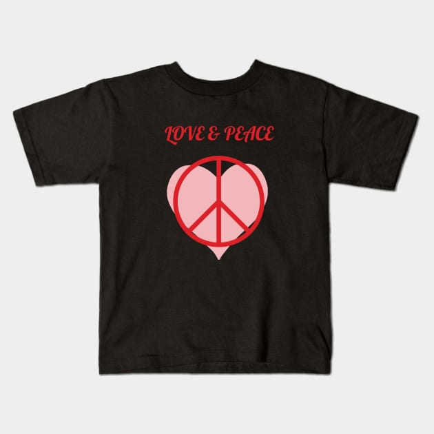 LOVE & PEACE Kids T-Shirt by zzzozzo